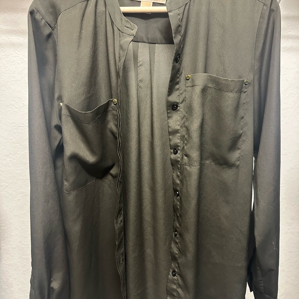 Women’s Michael Kors Olive Green Button Down Shirt